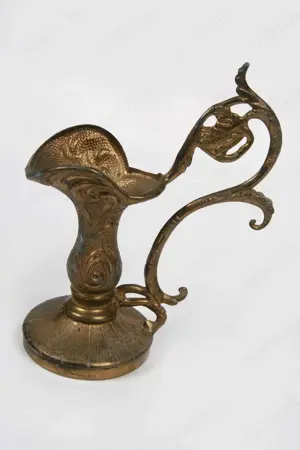 Messing Kerzenständer verziert Jugendstil in Vasenform m. Griff 50er vintage