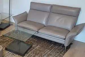 Erpo Ledercouch (2-Sitzer Sofa) beige-grau Taupe - Echtleder