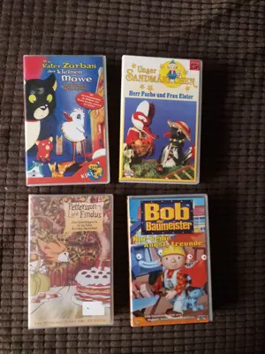 4 x VHS: Bob - der Baumeister - Pettersson - Sandmännchen u.a.