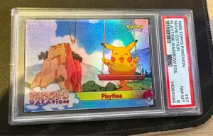 Pokemon Topps 1999 Movie Edition #57 Playtime Rainbow Foil PSA 8