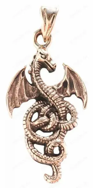 Kleiner Glücks Drache Bronze   Anhänger