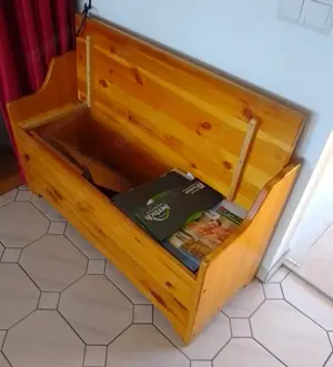 Vollholz Kieferbank Truhe gebraucht Bild 2