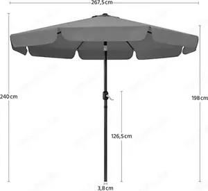 Sonnenschirm mit Volant   267,5 cm - Grau