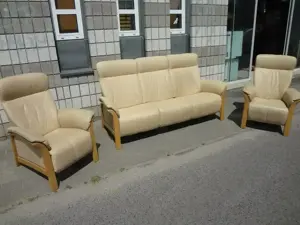 Leder Sofagarnitur, 1 3 sitzer Sofa, 2 Sessel ( 1 x Relaxsessel )