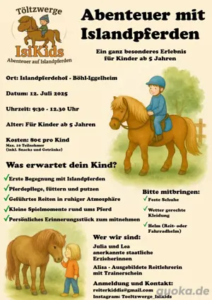 Erlebnistag mit Islandpferden für Kinder