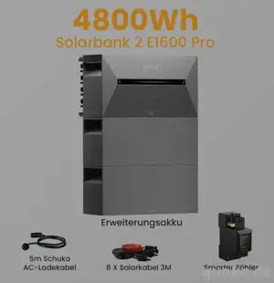 Anker Solix 2 Pro+Neu Smarmeter+2 Erweiterungsaku Leistung 4,8 kW