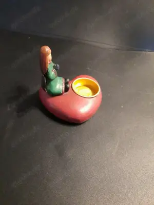 Teelichthalter als Herz mit Engel 10cm breit  Bild 2