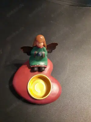 Teelichthalter als Herz mit Engel 10cm breit  Bild 5