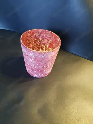 Glasvase rosa gesprenkelt Glas Höhe 13cm Öffnung 