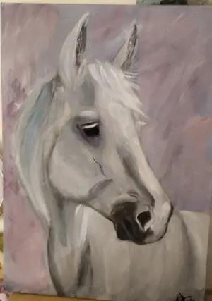 Weißes Pferd in Acrylfarben 