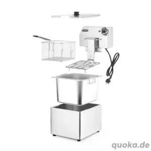 HENDI Fritteuse Kitchen Line mit Ablasshahn, 8L - Maße: (B x T x H) 265 x 430 x 345 mm