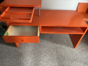 Flurmöbel 1970er Jahre, orange, Telefontisch, Spiegel, Regal, Schirmständer, Stehlampe