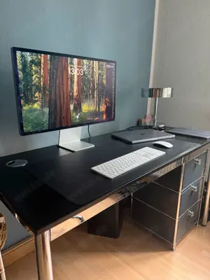 Moderner Schreibtisch 140x60 cm   Schwarz Edelstah