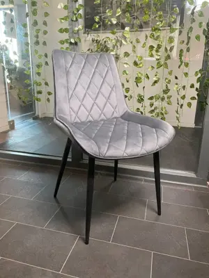 Samt Esszimmerstühle Grau Neu