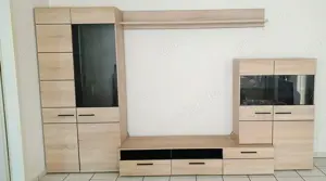 Moderne Wohnwand Eiche mit LED Beleuchtung 