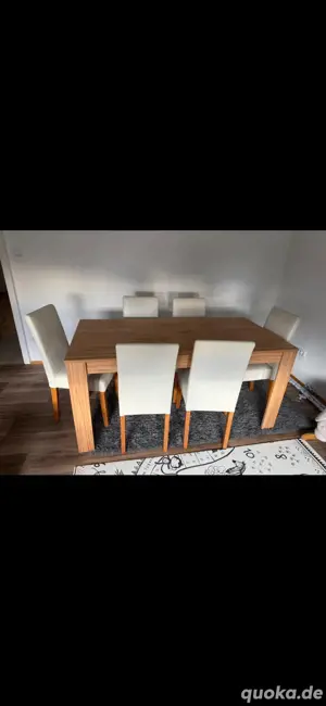Tisch mit 6 Stühlen (Leder)