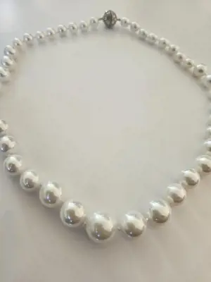 Perlenkette weiß Muschelkernperlen 50cm