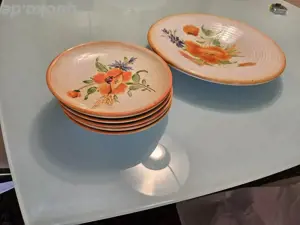 Rosenthal Keramik handgemalte Mohnblume 5 Teller & 1 Schale