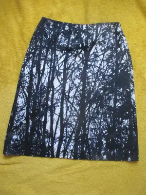 NEU m. ETIKETT Baum- Print Baumwolle Sommer A-Linie Midi Rock HUGO BOSS Original 36- 38  S blau weiß