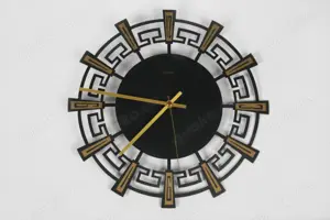 Vintage Metall-Wanduhr Heges Messing m.Metall schwarz   22 50 60er