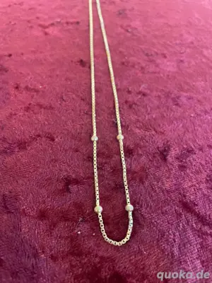 Goldfarbene Halskette mit Kugeln, Americ, vergoldet Bild 2