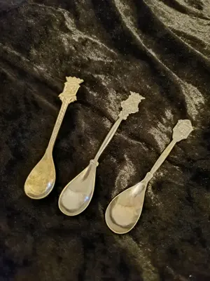 3 Sammler-Wappenlöffel  Nederland Holland Wappen versilbert 90er Silber