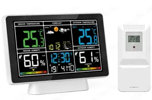 RCC Wetterstation Farb-LCD-Display Innen Außen Thermometer-Hygrom