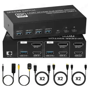 8K KVM 2PC 2 Monitor 8K60Hz 4K120Hz 2K144Hz DP HDMI Kombigerät