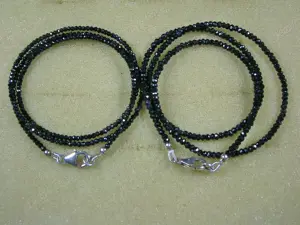 NEU: Collier - Kette mit schwarzem Spinell 2,2 + 2,8 mm 925 Silber