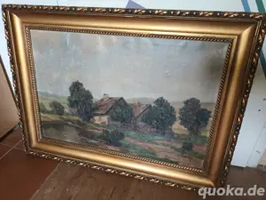 ! ! !  Ölgemälde Antik- Bauernhaus Landschaft - Bild 3