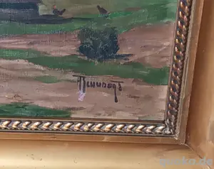 ! ! !  Ölgemälde Antik- Bauernhaus Landschaft - Bild 4