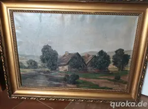 ! ! !  Ölgemälde Antik- Bauernhaus Landschaft - Bild 2