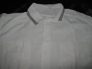 NEUw Ausgefallen Original VINTAGE Designer Kurzarm Polo- Hemd Gr. 48- 50, 52  M- L * weiß schwarz