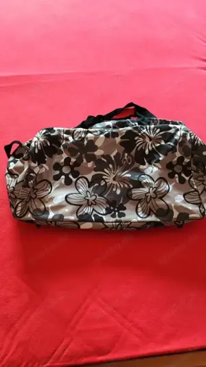 Schwarz, weiße braune Tasche Bild 6