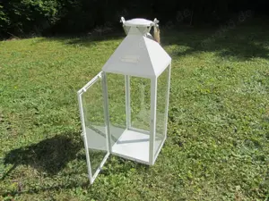 Laterne weiß, aus Metall, Living in Style Bild 2
