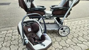 Geschwister-, Zwillingskinderwagen DUETTE SW, mit Sitzen und Babyschalen