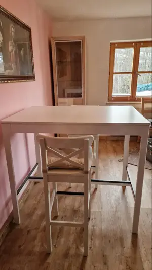 Bartisch Stehtisch 2 Barstühle Barhocker weiß IKEA Tisch 2 Stühle Bild 4