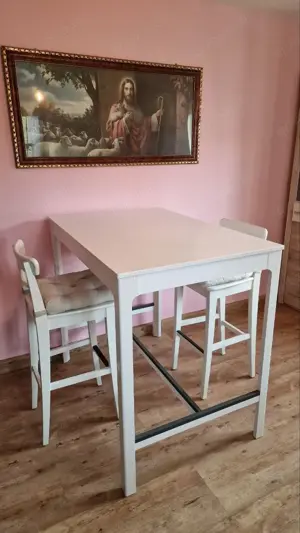 Bartisch Stehtisch 2 Barstühle Barhocker weiß IKEA Tisch 2 Stühle