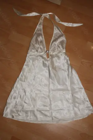Dessous Nachthemd Negligé Lascana Creme Satin, Minikleid, Longtop, Gr. 32