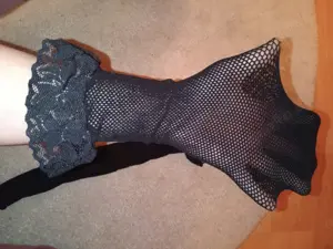 Strapsstrümpfe Netzstrümpfe Netz Strapse schwarz mit Spitze Bild 3