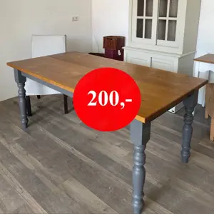 Grauer Fichtentisch Esstisch Küchentisch Landhaustisch B180 in Starnberg Platte Honigfarben 180x90cm