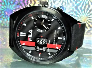 Fila Chronograph Uhr Herren Edelstahl Leder NEU