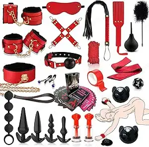 Sex Bondage Fesseln Sex Spielzeug für Paare,28pcs BDSM Set mit Handschellen und Anal Toys