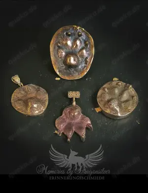 Original Pfotenabdruck als Schmuck ,Gürtelschnalle und mehr - Erinnerungen aus Goldschmiedehand Bild 4