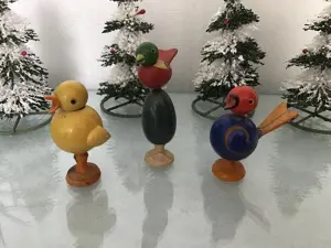 Erzgebirge, uraltes Spielzeug, 3 uralte Zwitscher VÖGEL,