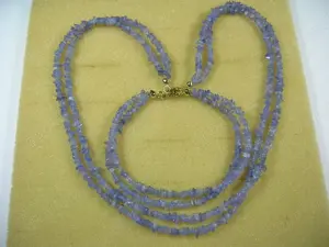 NEU: Set: Kette + Armband mit Tansanit, 375 Gold Karabiner