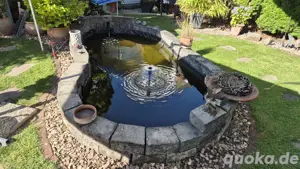 Fischteich mit Fischen, Steinen und Zubehör