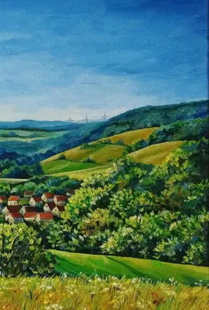 Ölgemälde auf Leinwand, 40*40 cm "Knüllwald-Rengshausen" Bild 5