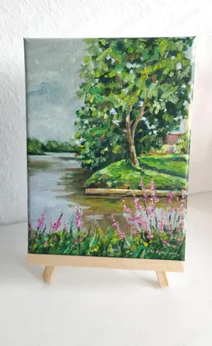 Ölgemälde auf Leinwand, 18*24 cm "Am Fluss in Rotenburg" Bild 2