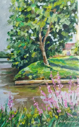Ölgemälde auf Leinwand, 18*24 cm "Am Fluss in Rotenburg" Bild 3